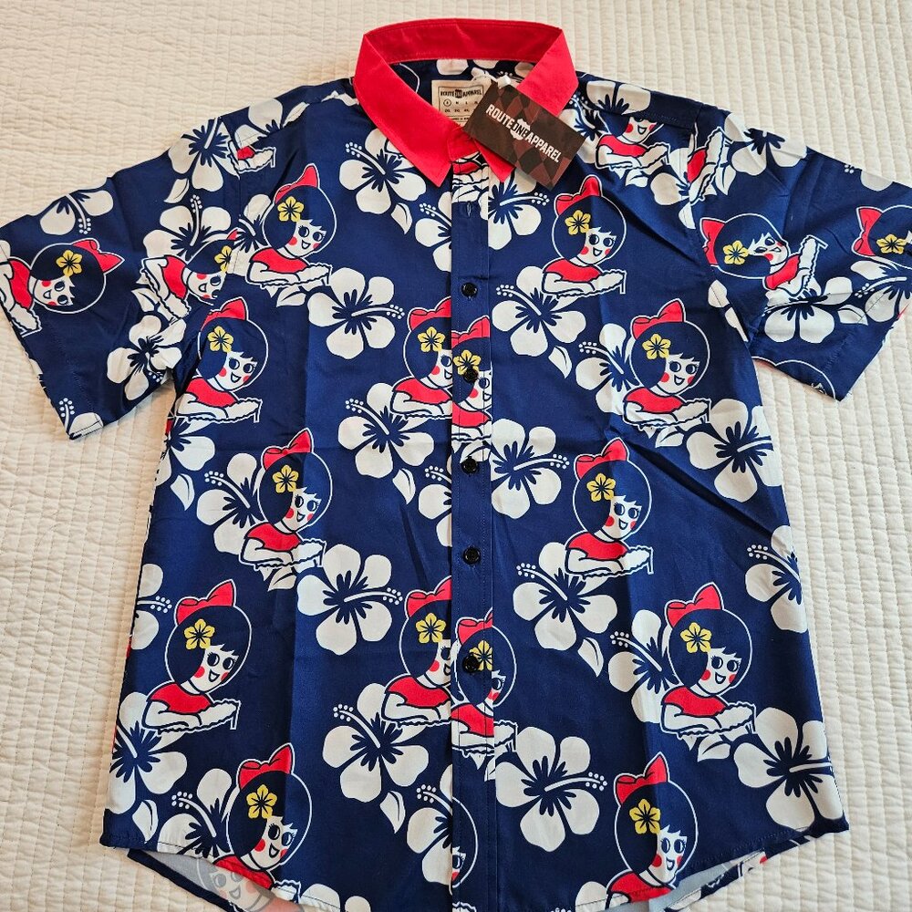 Utz Chips Shirt Mens Size Small Blue Hawaiian Aloha Floral Print NWT
